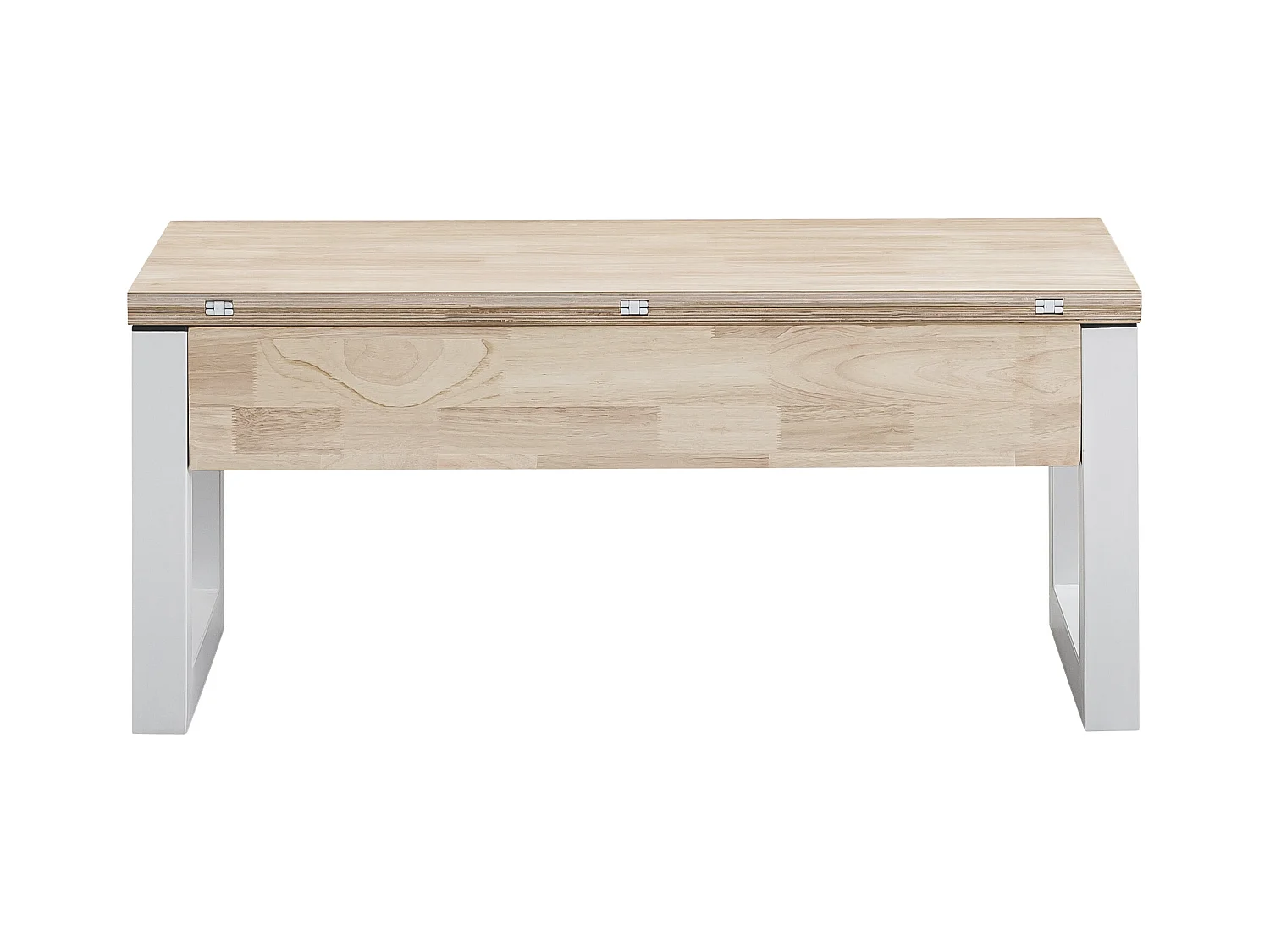 Table basse relevable et extensible coloris chêne nordique/Blanc - Longueur  110 x Profondeur 102 - 110 x Hauteur 51 cm