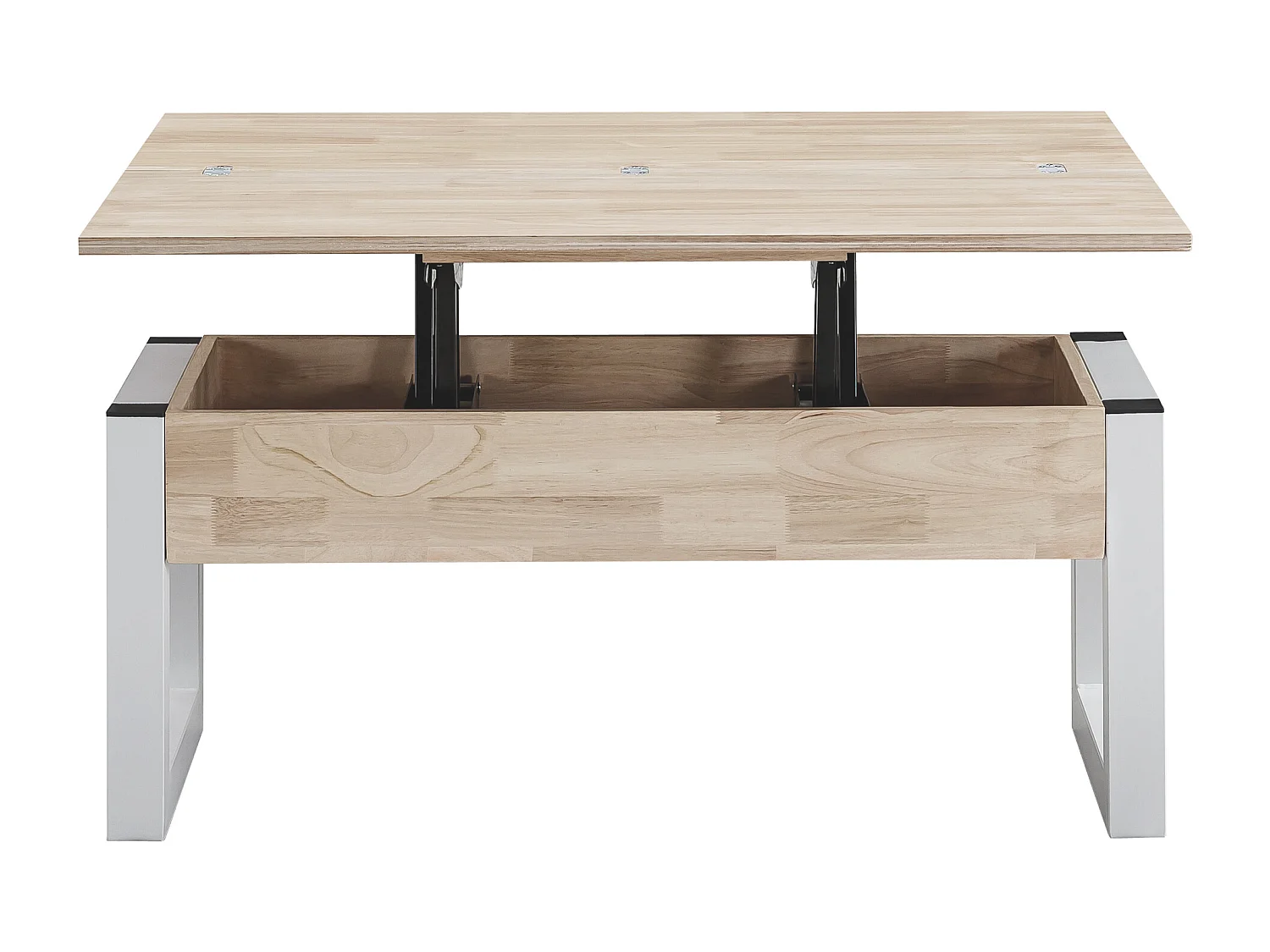 Table basse relevable et extensible coloris chêne nordique/Blanc - Longueur  110 x Profondeur 102 - 110 x Hauteur 51 cm