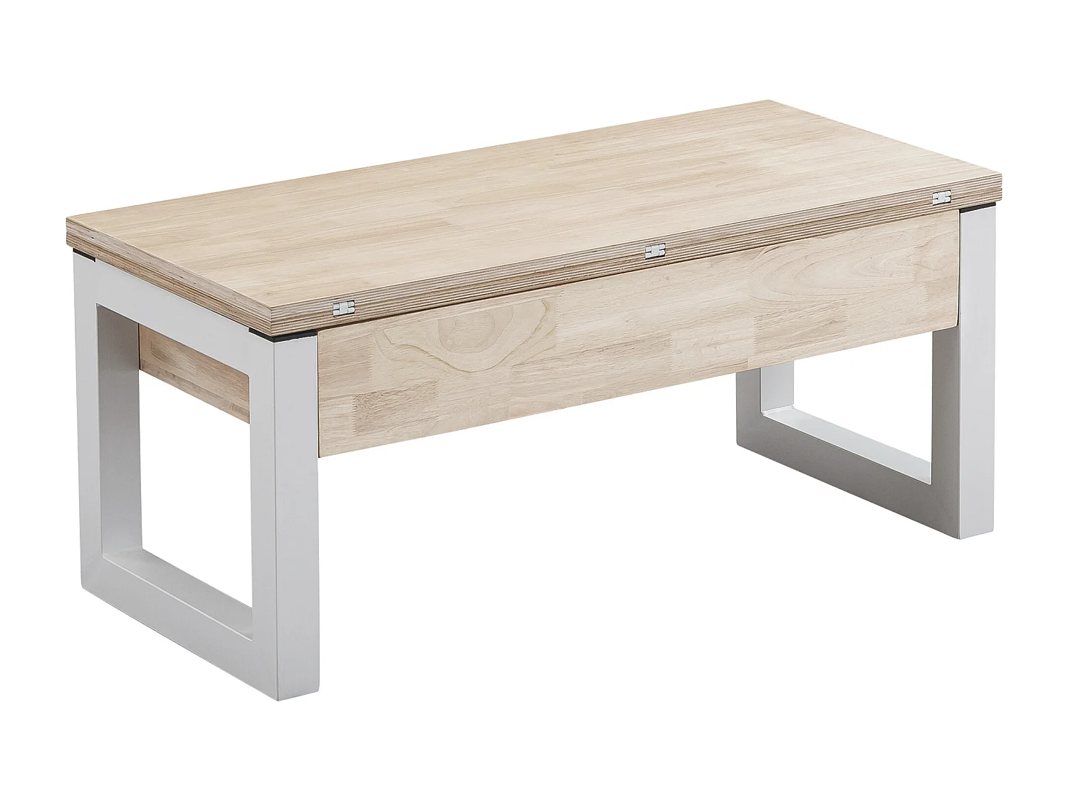 Table basse relevable et extensible coloris chêne nordique/Blanc - Longueur  110 x Profondeur 102 - 110 x Hauteur 51 cm
