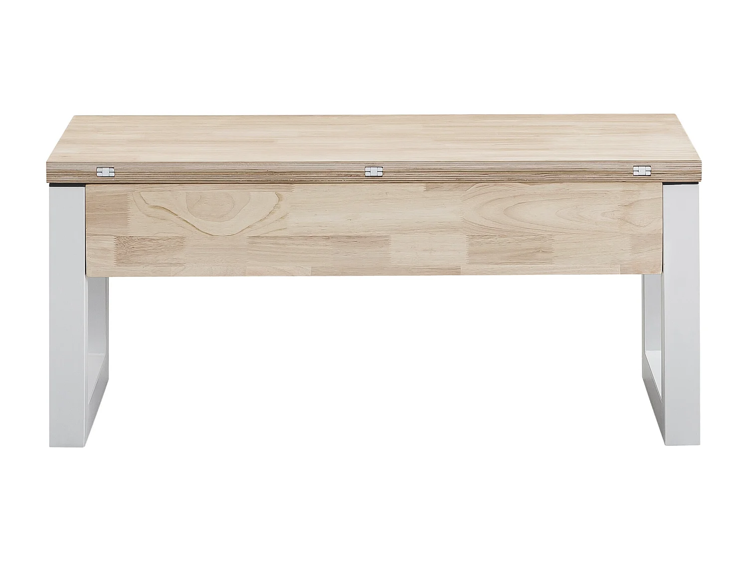 Table basse relevable et extensible coloris chêne nordique/Blanc - Longueur  110 x Profondeur 102 - 110 x Hauteur 51 cm