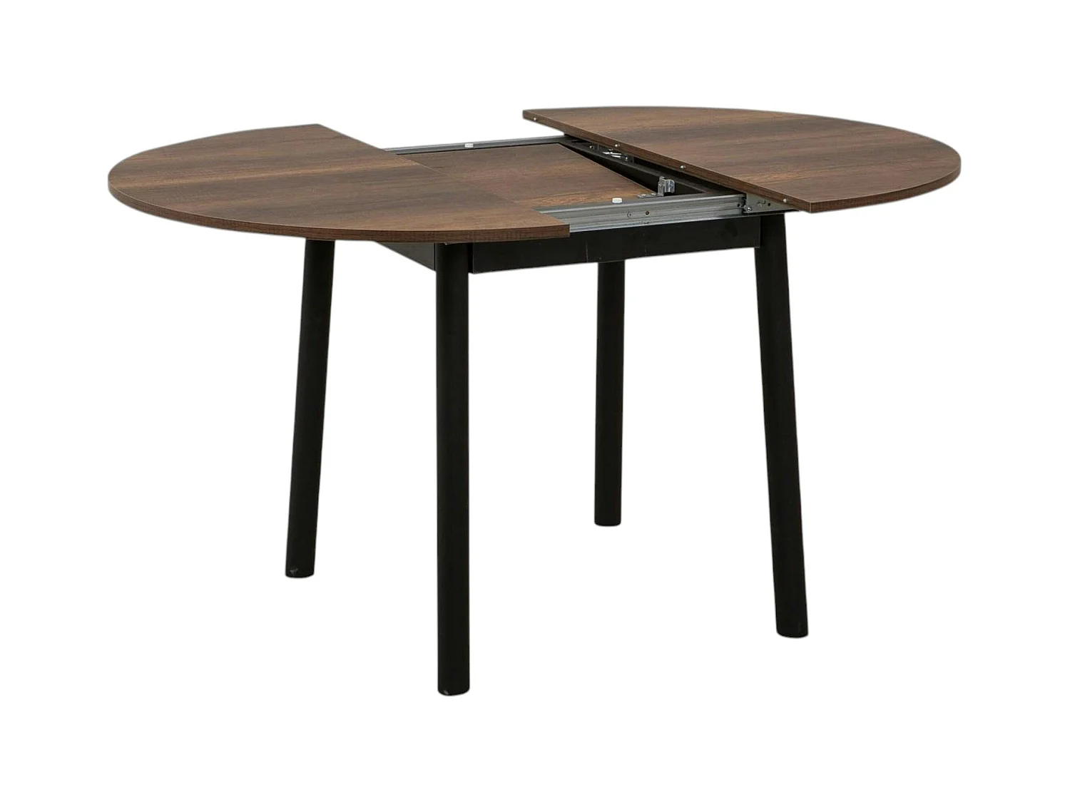 Table extensible ronde effet noyer pieds noirs Ø100-131 cm ARDEN