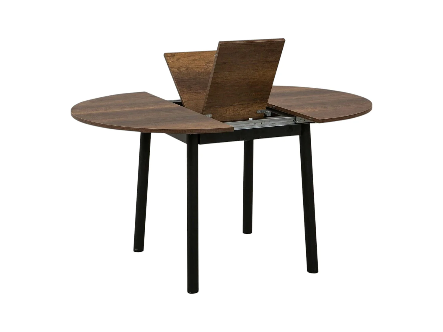 Table extensible ronde effet noyer pieds noirs Ø100-131 cm ARDEN