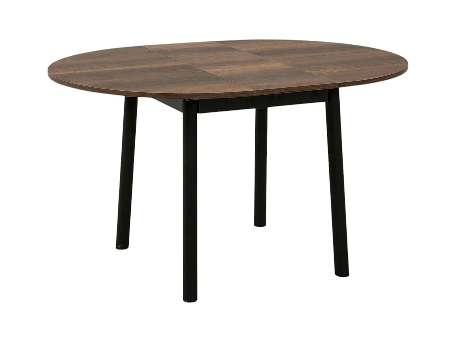 Table extensible ronde effet noyer pieds noirs Ø100-131 cm ARDEN