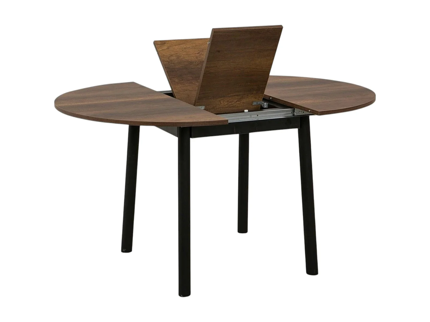 Table extensible ronde effet noyer pieds noirs Ø100-131 cm ARDEN