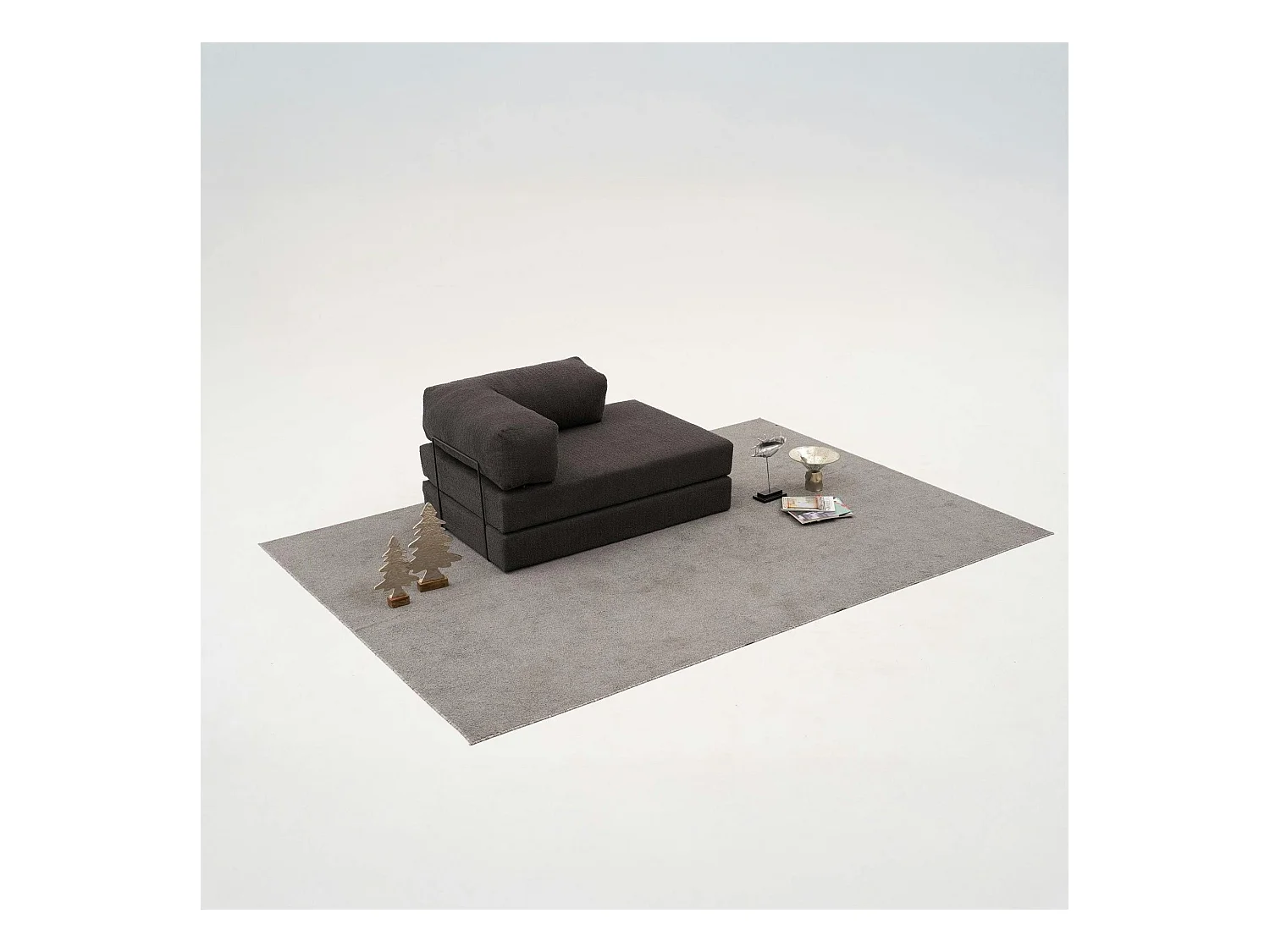 Canapé-lit sans mécanisme anthracite, 2 places ALTEA