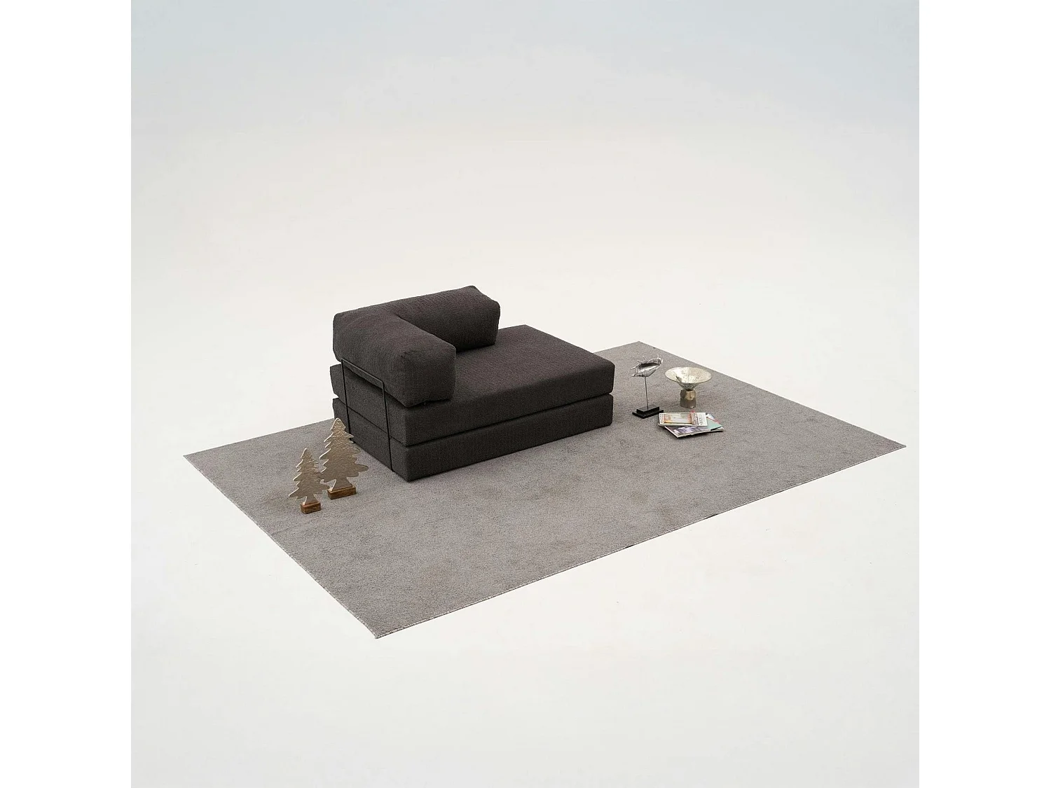 Canapé-lit sans mécanisme anthracite, 2 places ALTEA