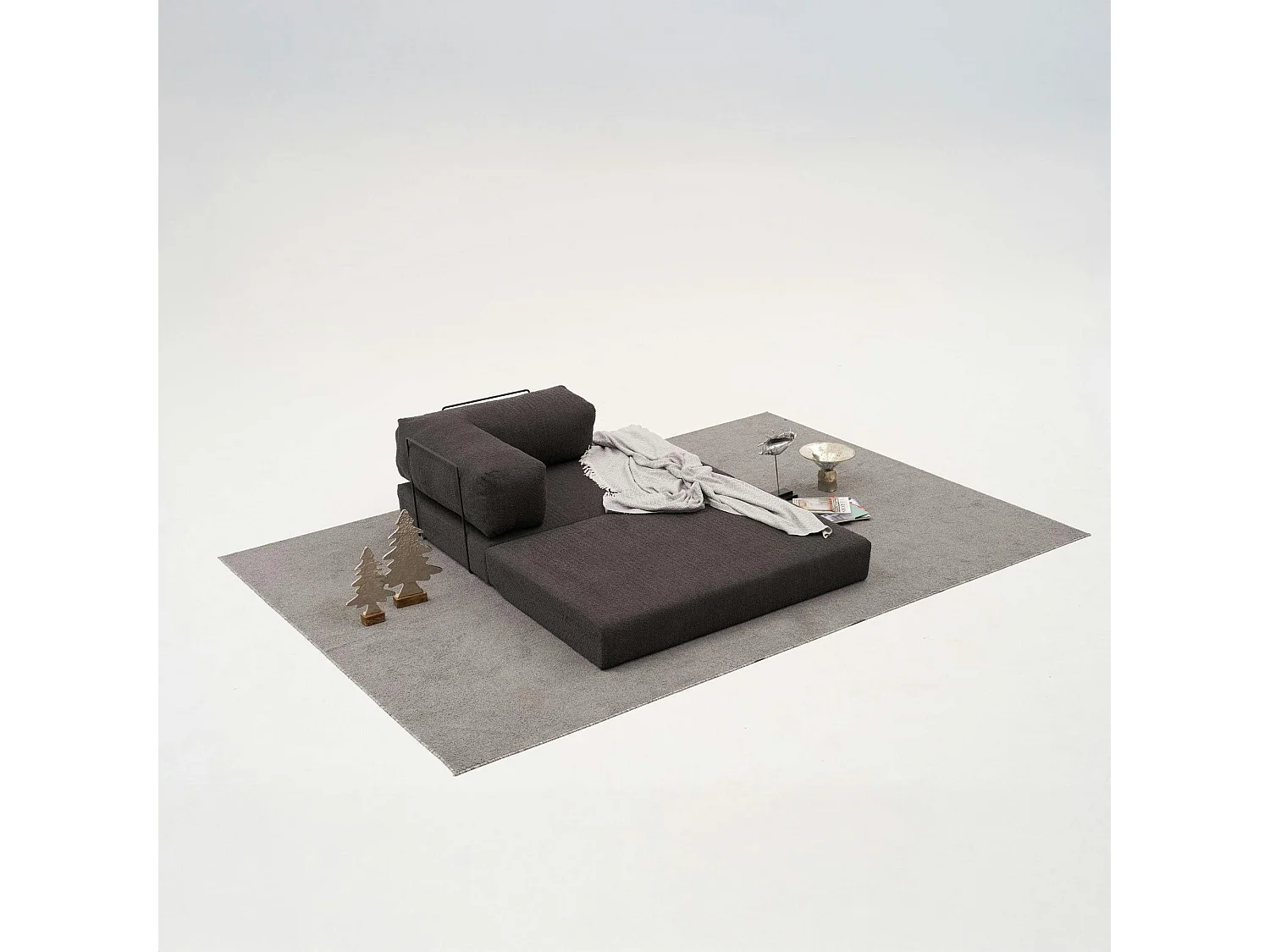 Canapé-lit sans mécanisme anthracite, 2 places ALTEA