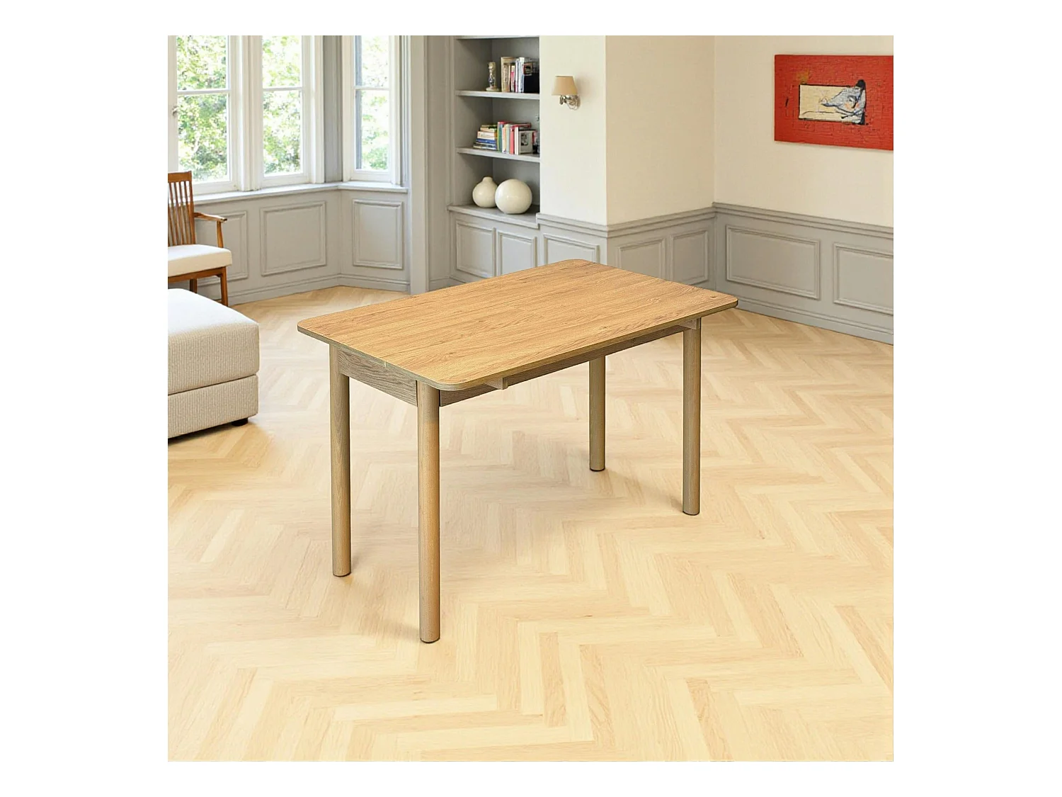 Table pliante cuisine plateau effet bois 50-70 cm ORINA