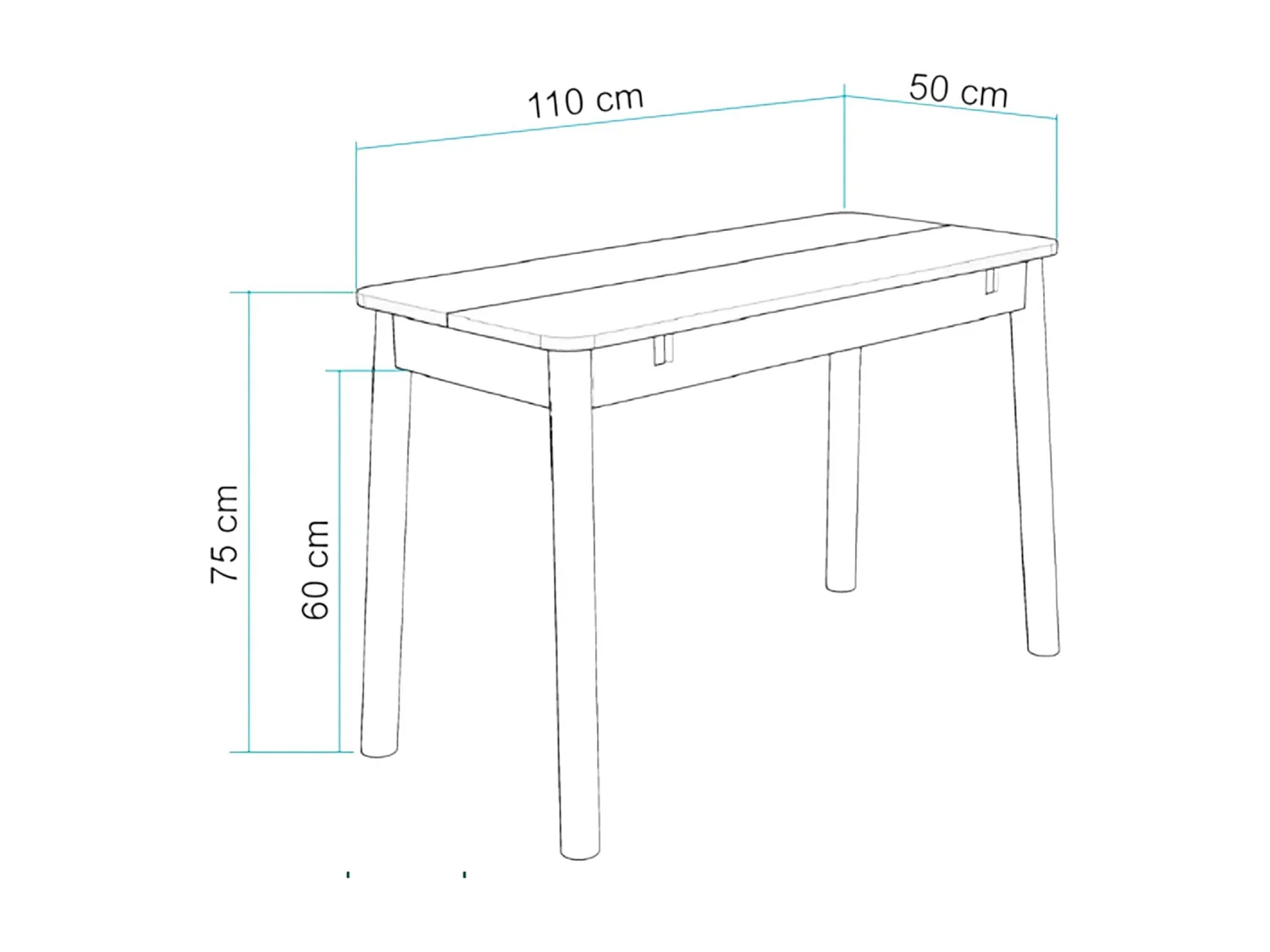 Table pliante cuisine plateau effet bois 50-70 cm ORINA