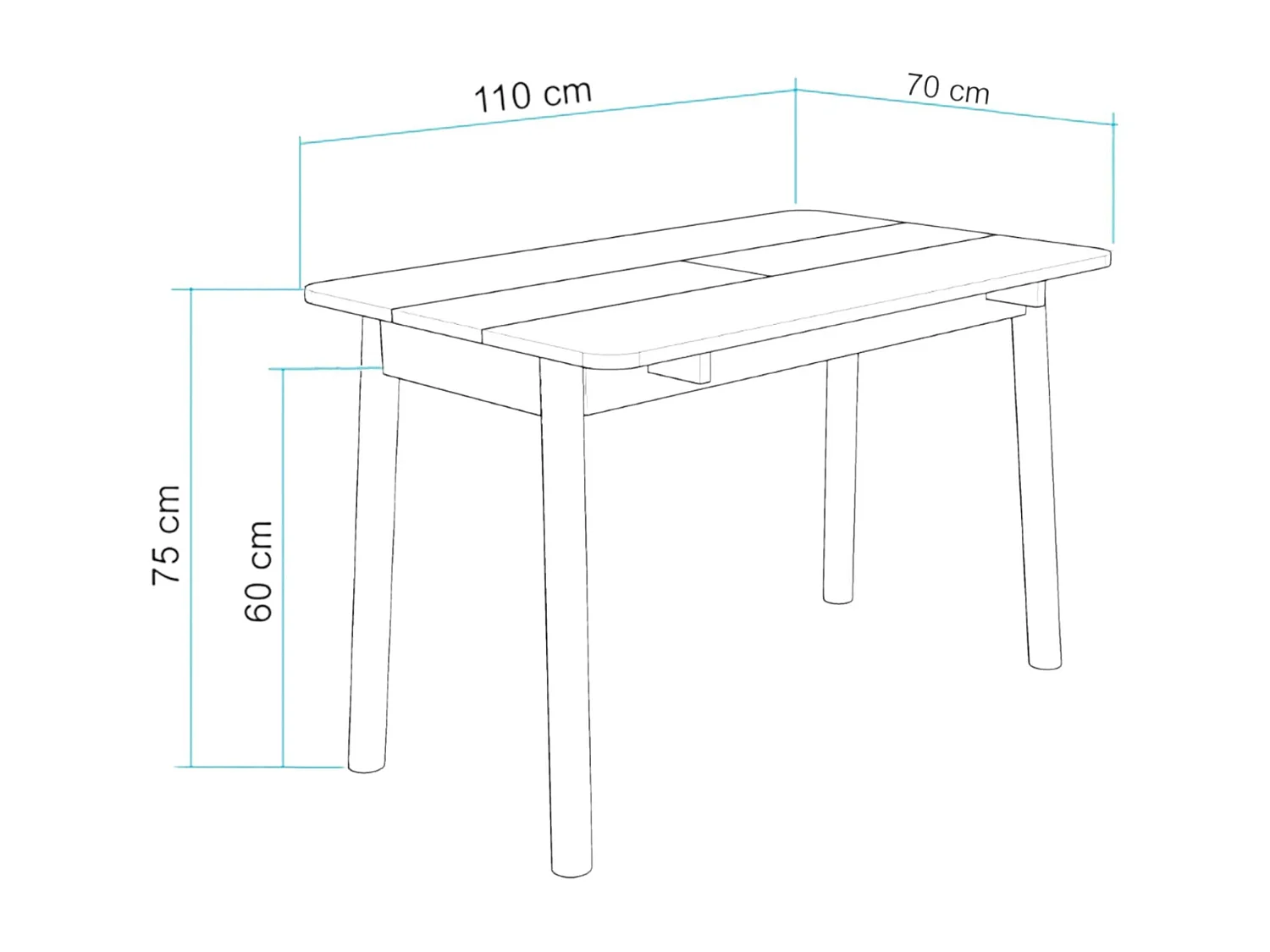 Table pliante cuisine plateau effet bois 50-70 cm ORINA