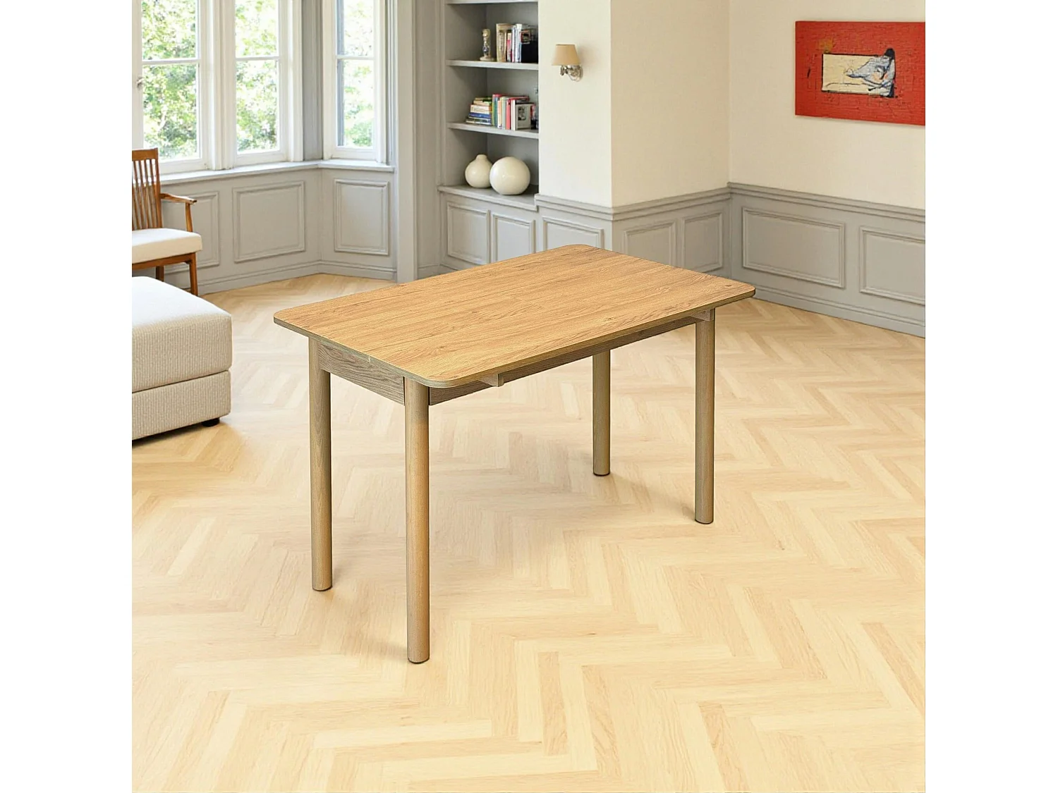 Table pliante cuisine plateau effet bois 50-70 cm ORINA