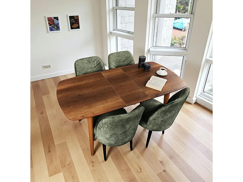 Table extensible vintage effet noyer 130-160 cm UMEA