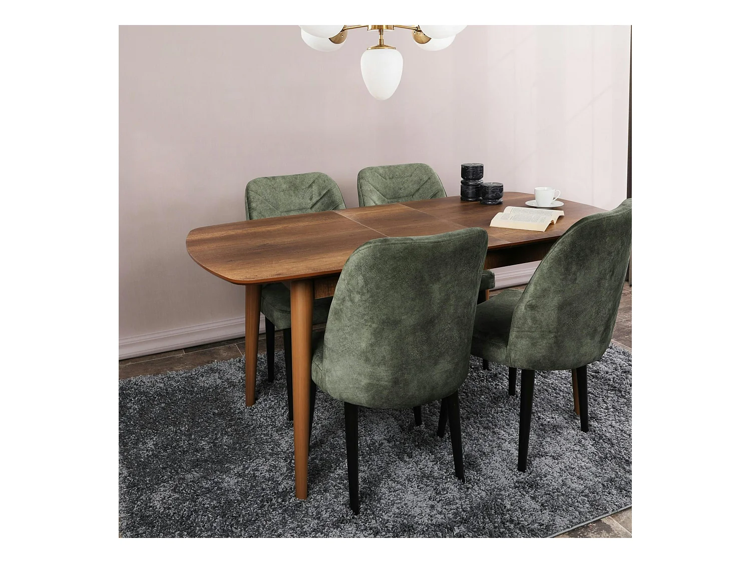 Table extensible vintage effet noyer 130-160 cm UMEA