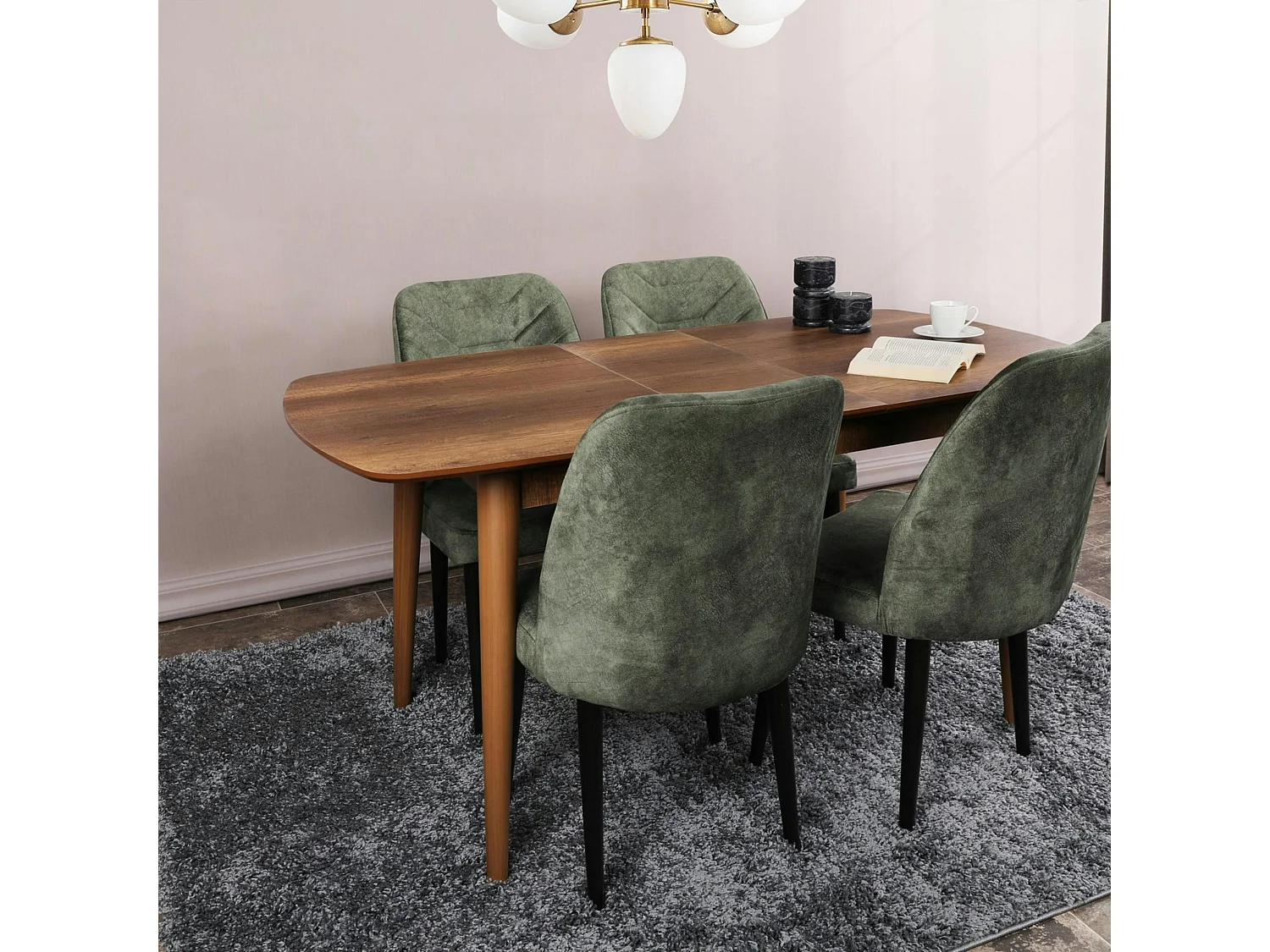 Table extensible vintage effet noyer 130-160 cm UMEA