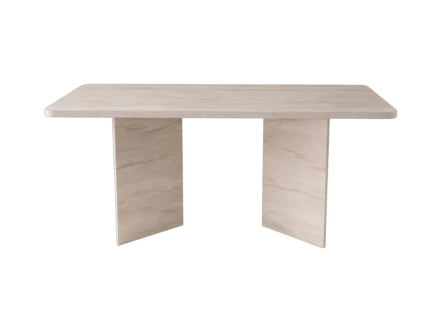 Table à manger design effet travertin pieds V 180 cm MARFA