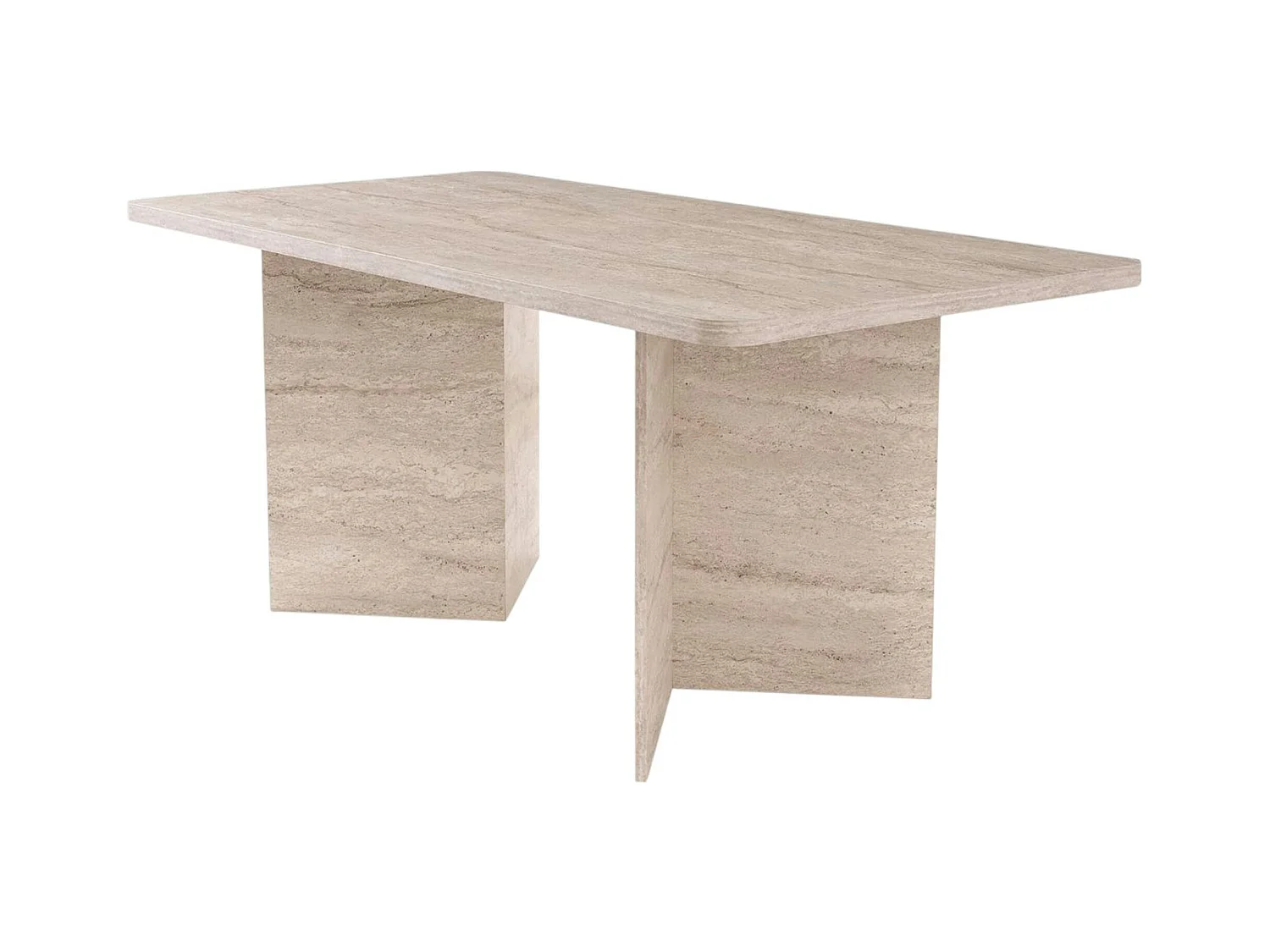 Table à manger design effet travertin pieds V 180 cm MARFA