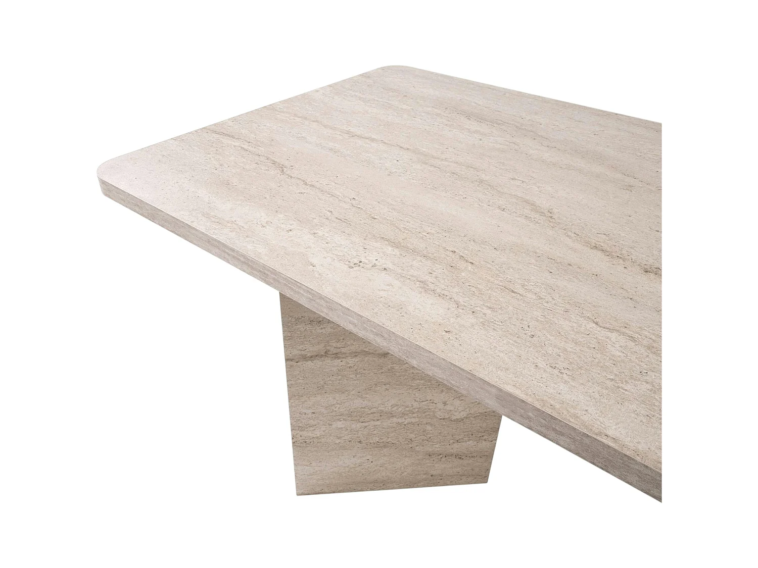 Table à manger design effet travertin pieds V 180 cm MARFA