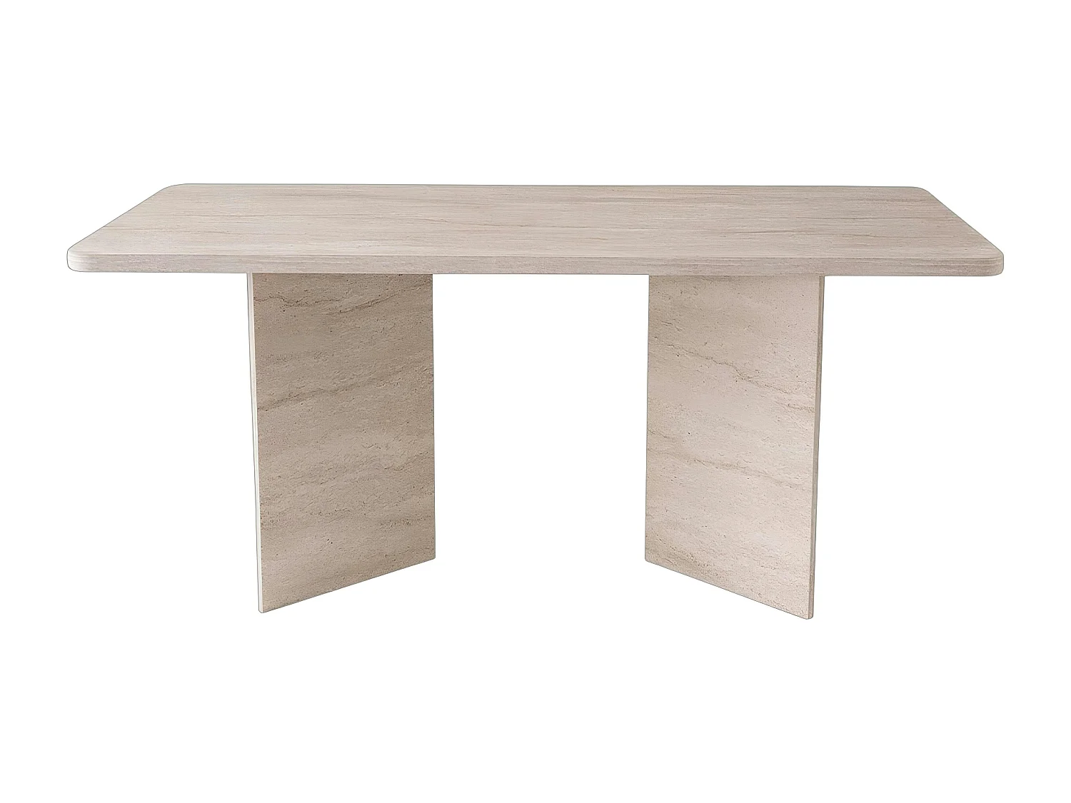 Table à manger design effet travertin pieds V 180 cm MARFA