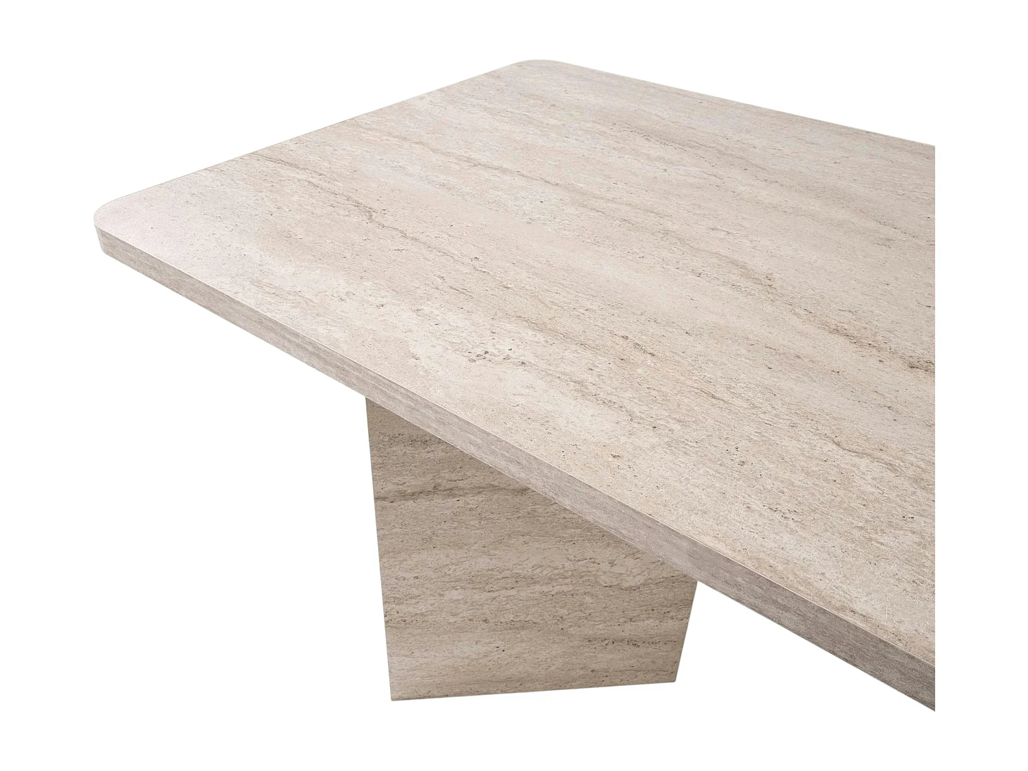 Table à manger design effet travertin pieds V 180 cm MARFA