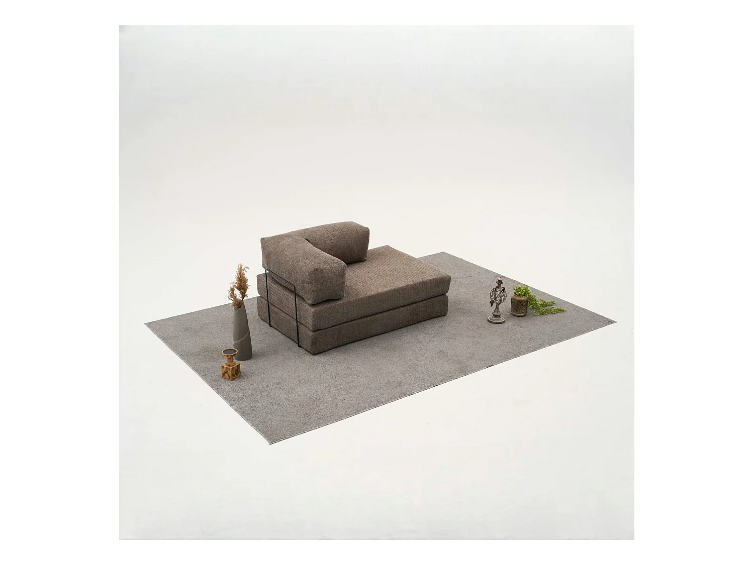 Canapé-lit sans mécanisme marron, 2 places ALTEA