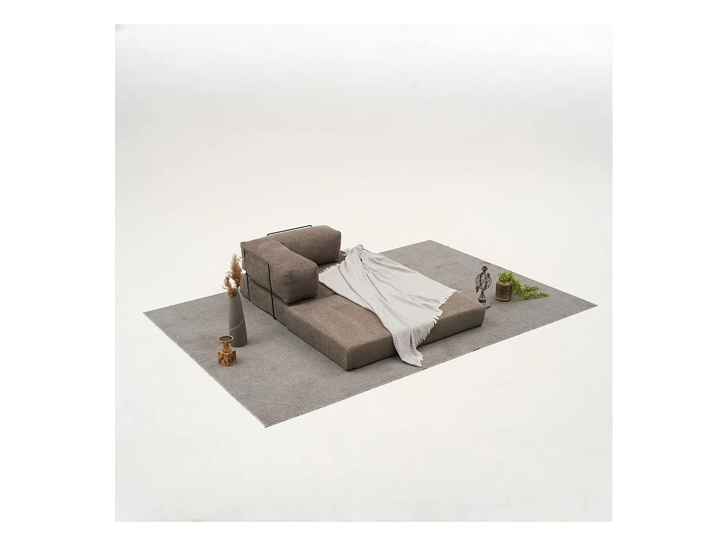 Canapé-lit sans mécanisme marron, 2 places ALTEA