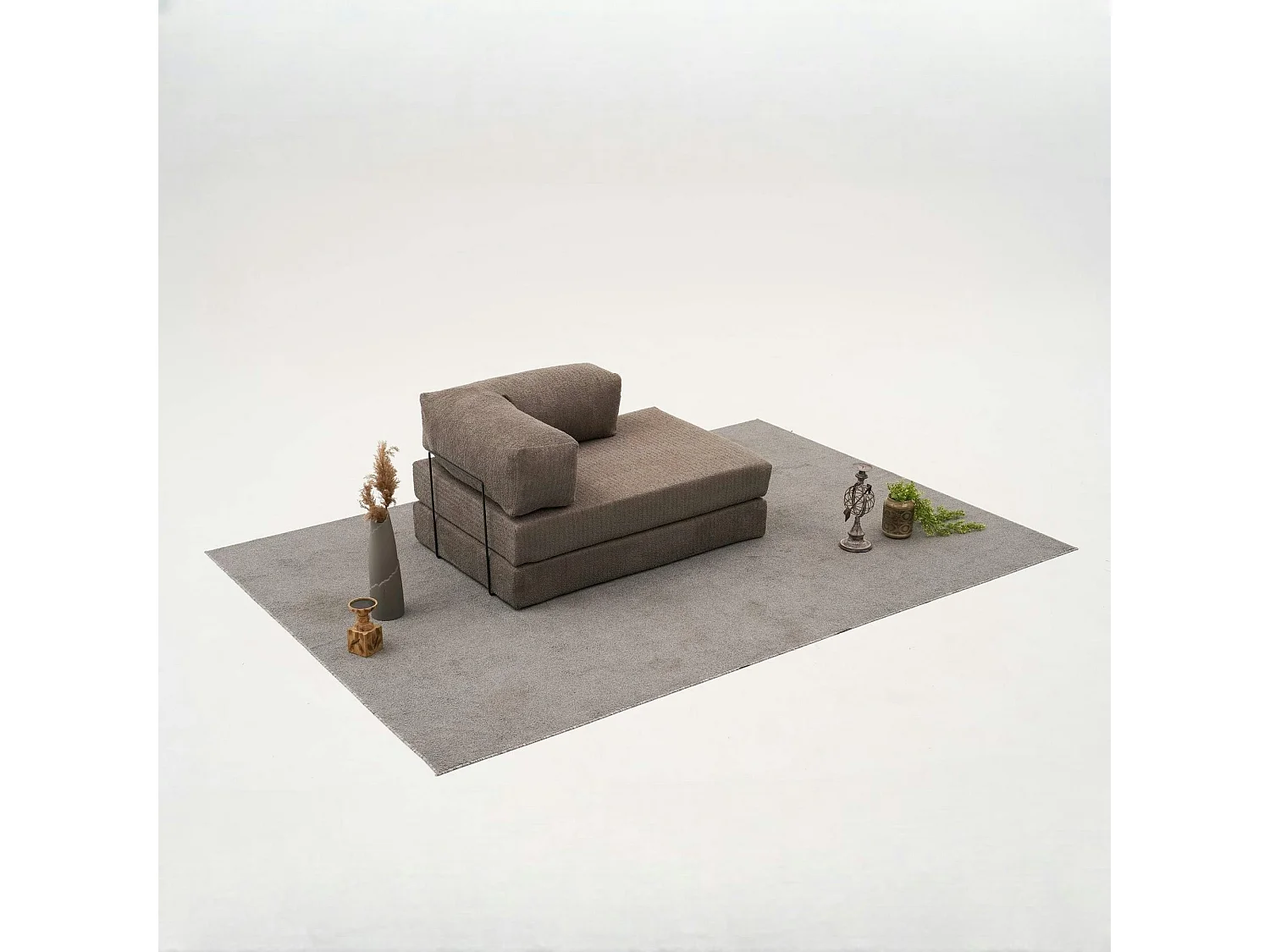 Canapé-lit sans mécanisme marron, 2 places ALTEA