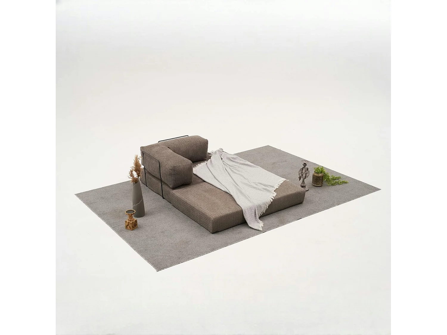 Canapé-lit sans mécanisme marron, 2 places ALTEA