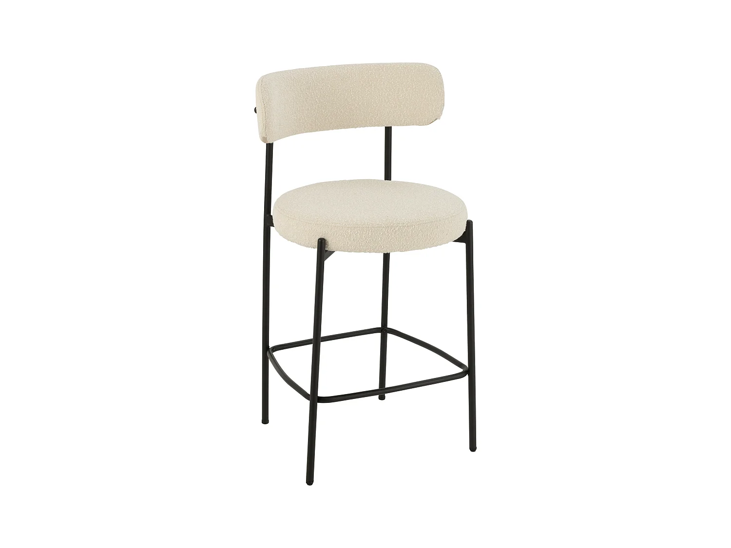 Chaise de Bar en Tissu Bouclé "Aldo" 97cm Blanc