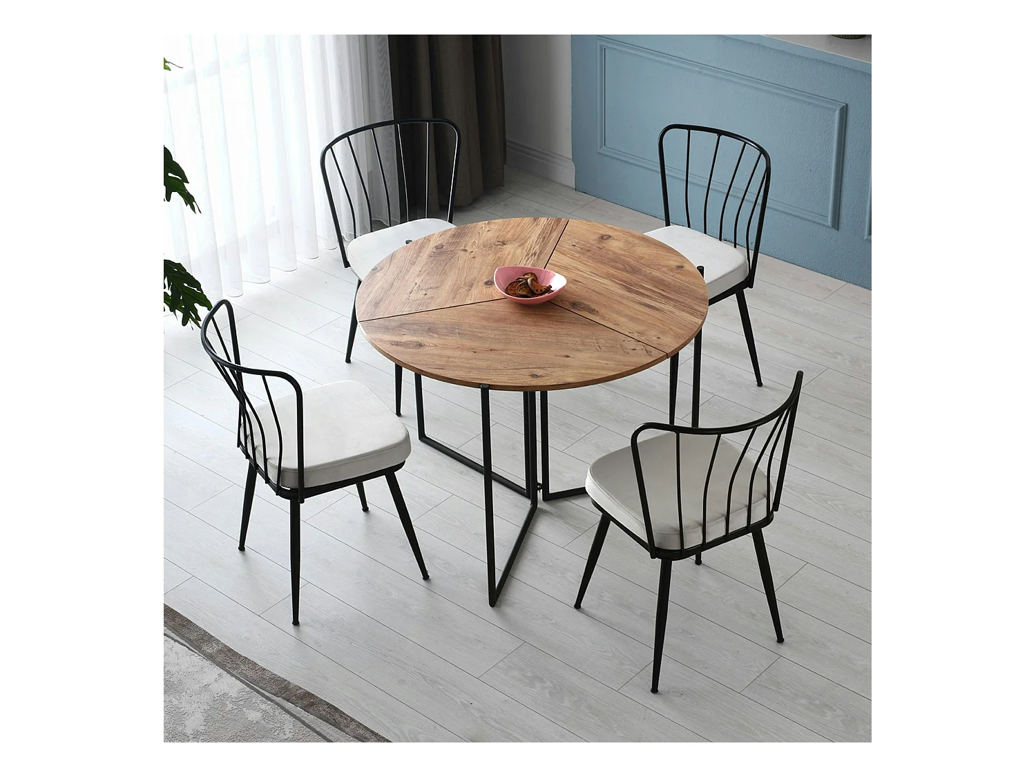 Table salle à manger pliante effet pin Ø100 cm JENA