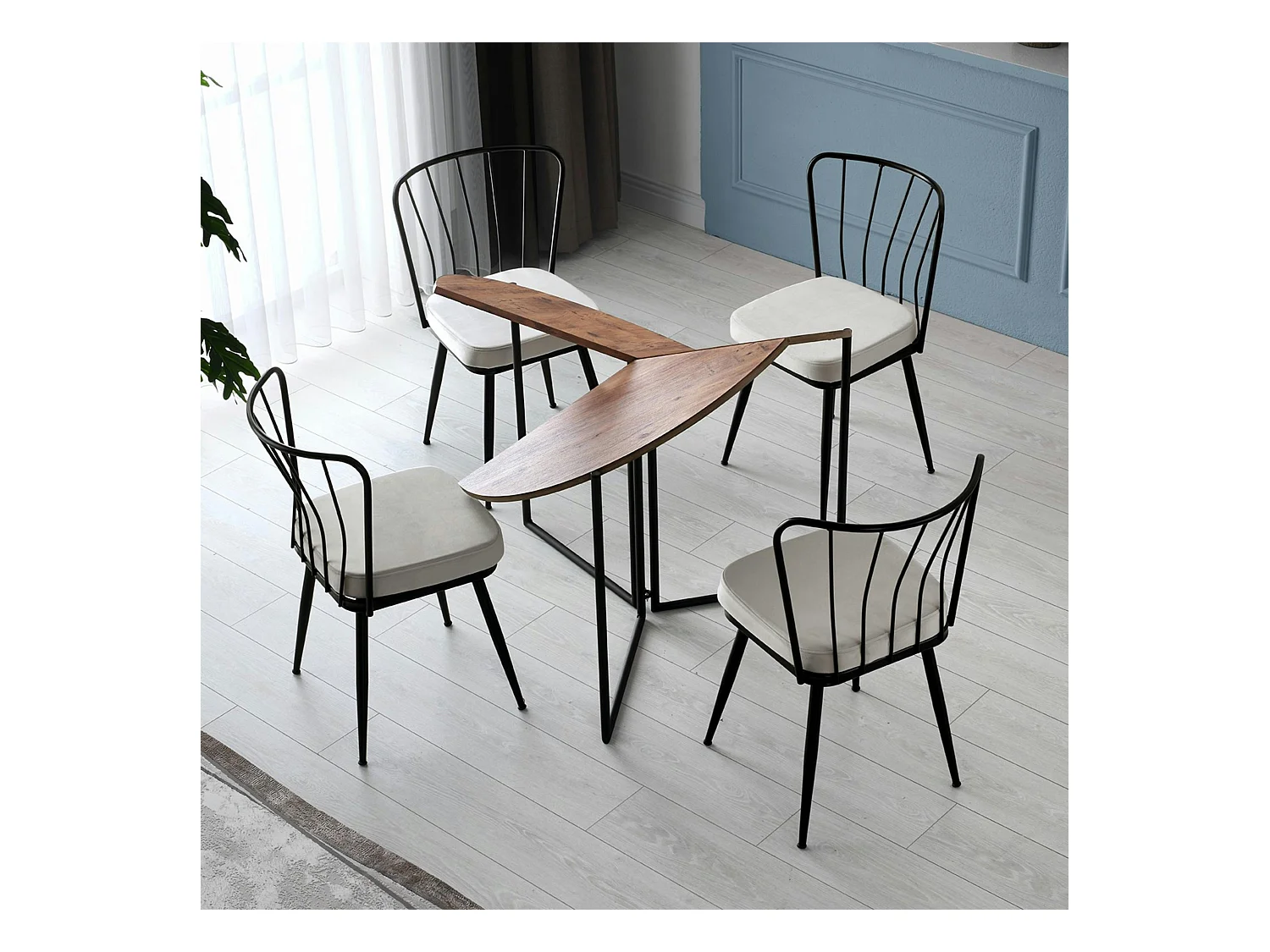 Table salle à manger pliante effet pin Ø100 cm JENA