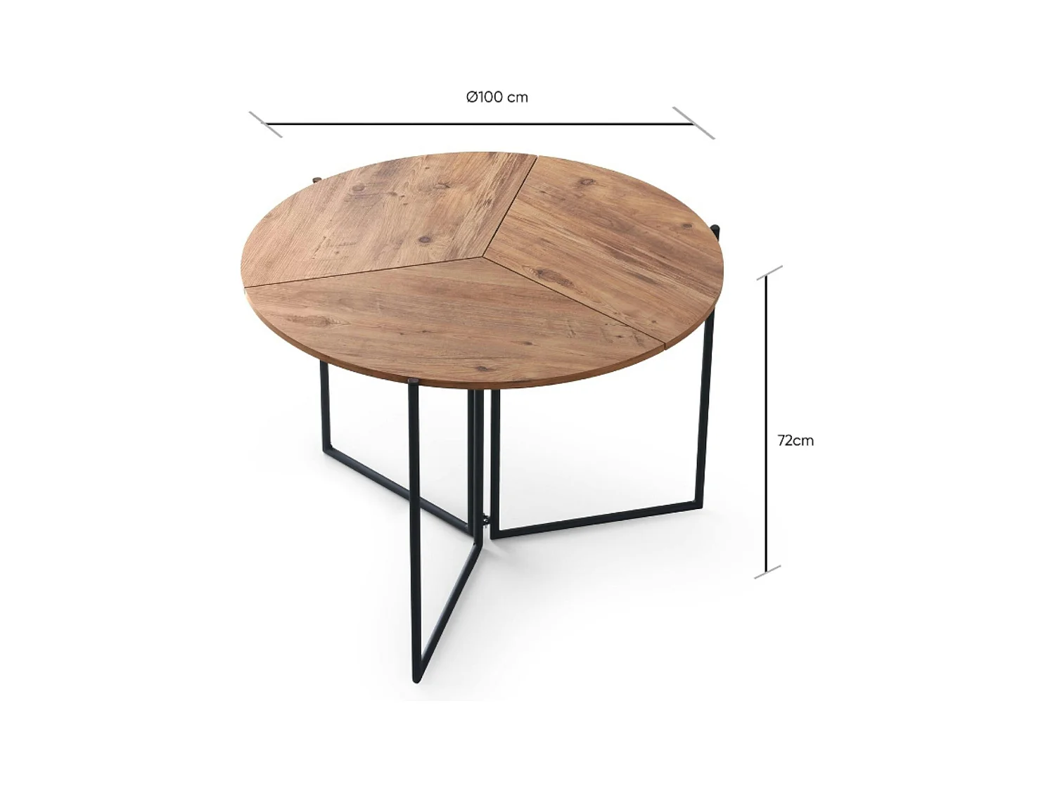 Table salle à manger pliante effet pin Ø100 cm JENA