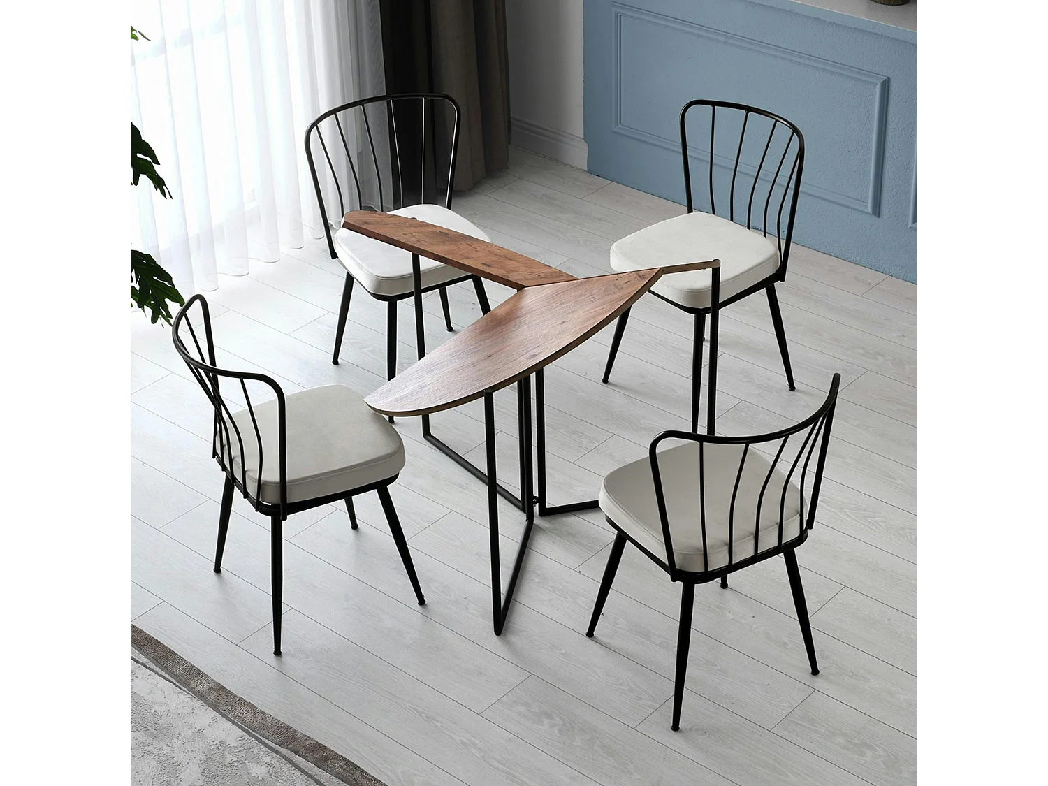 Table salle à manger pliante effet pin Ø100 cm JENA