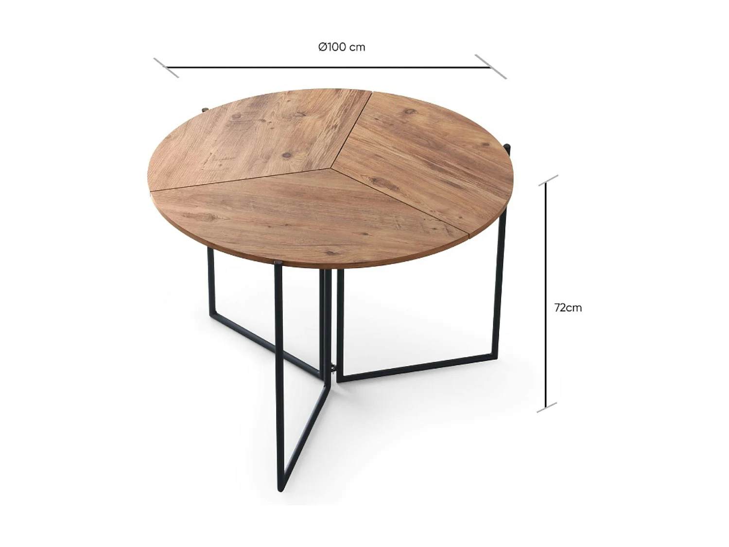 Table salle à manger pliante effet pin Ø100 cm JENA