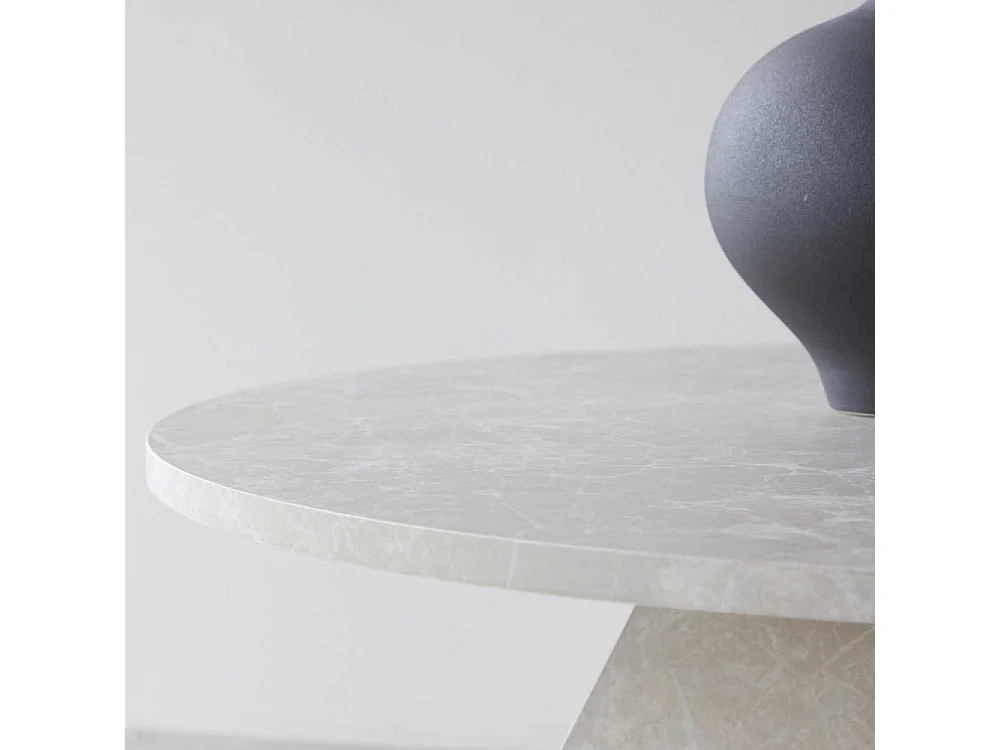 Table Basse Effet Marbre "Bootcut" 80cm Beige