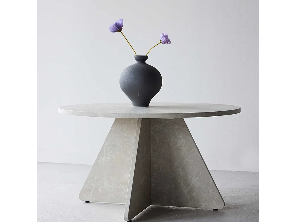 Table Basse Effet Marbre "﻿Bootcut" 80cm Beige