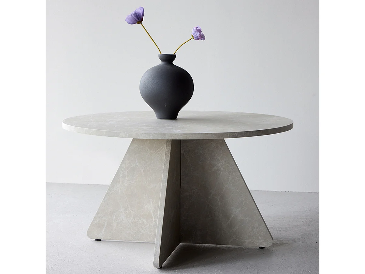 Table Basse Effet Marbre "﻿Bootcut" 80cm Beige