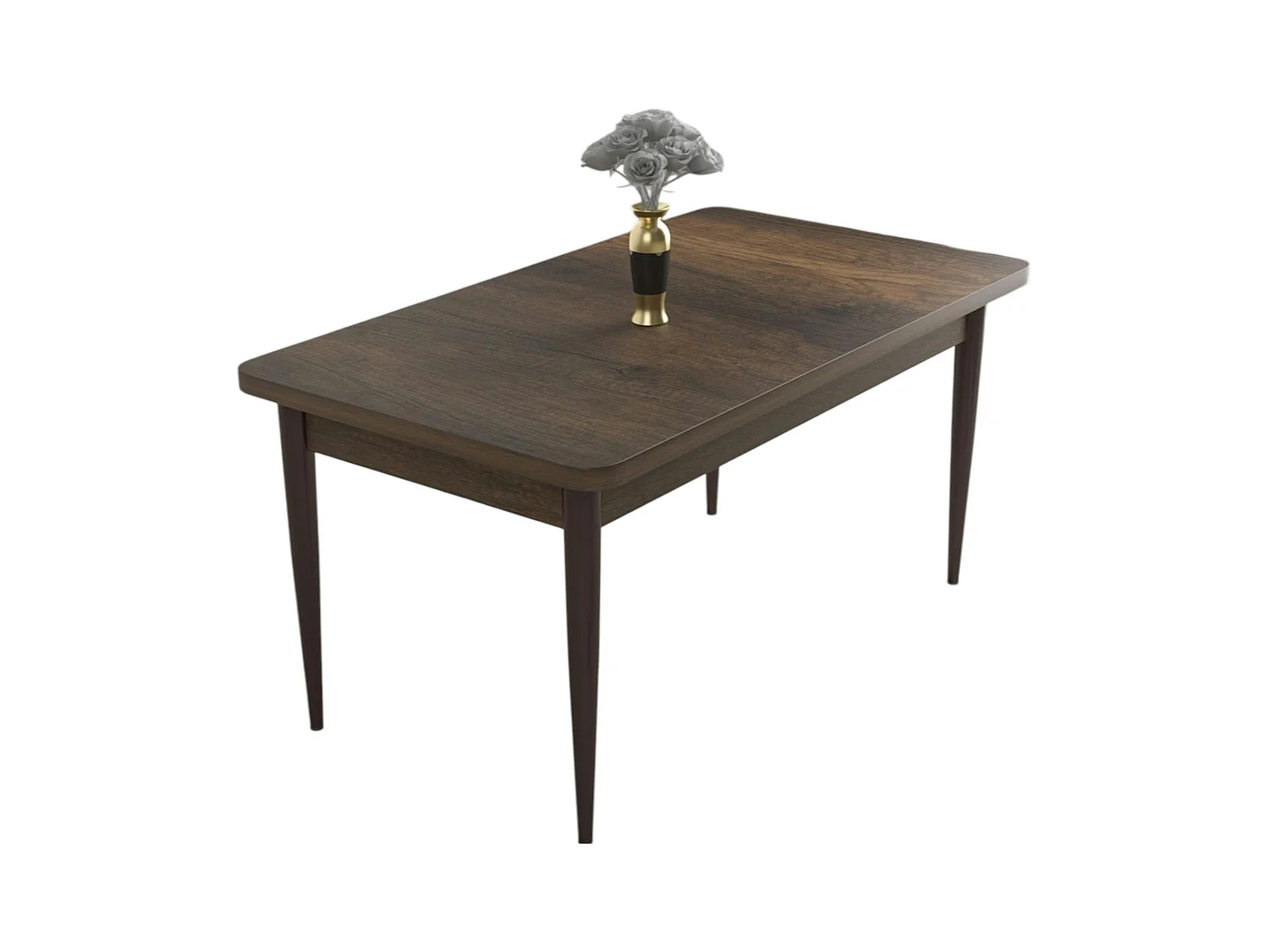 Table à manger rectangulaire effet bois brun 110 cm AROLA