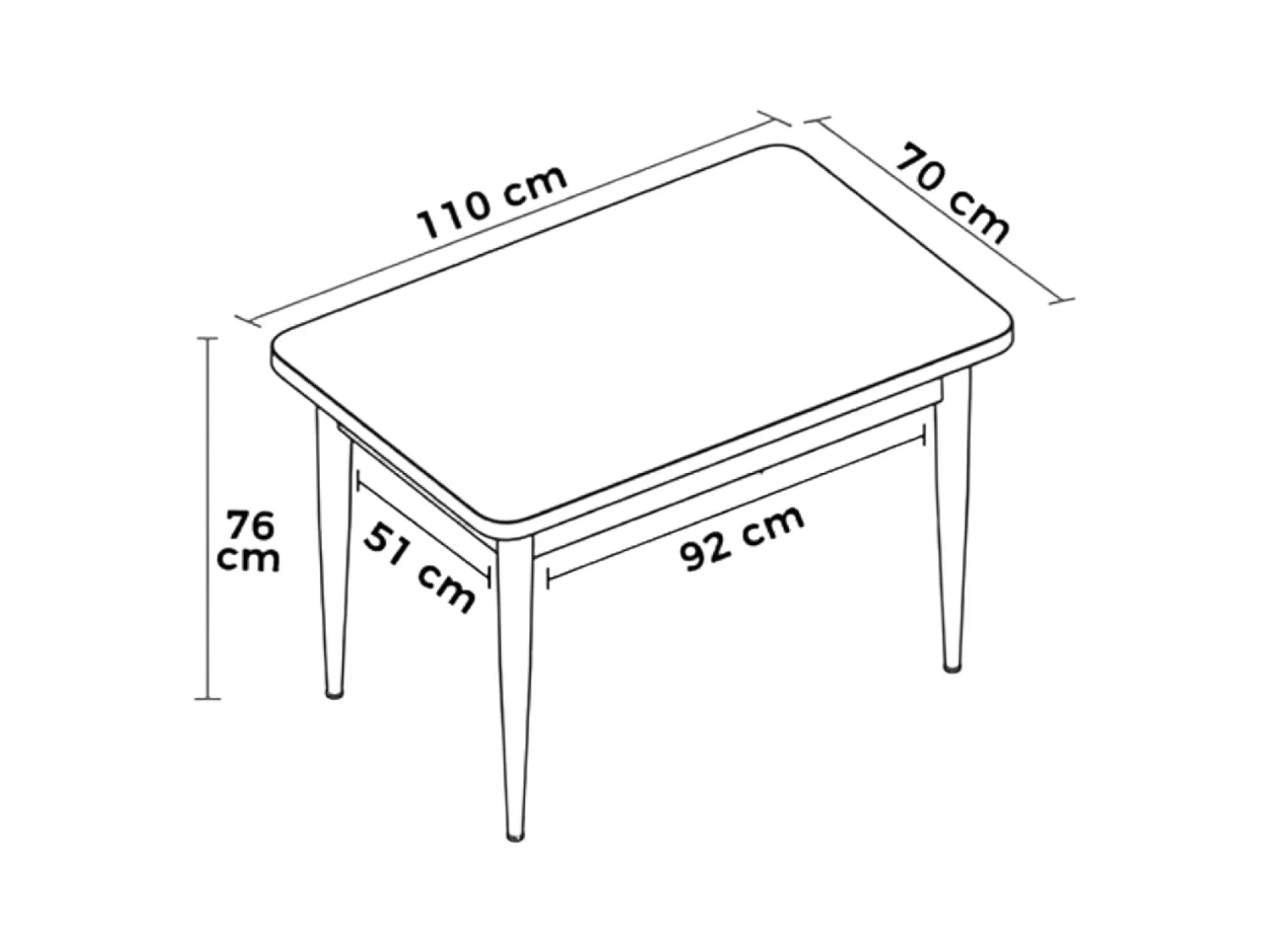 Table à manger rectangulaire effet bois brun 110 cm AROLA