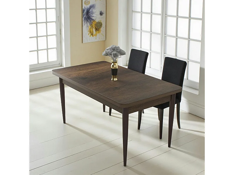 Table à manger rectangulaire effet bois brun 110 cm AROLA