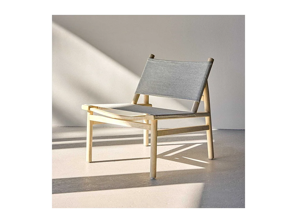 Fauteuil Bas en Bois "Millo" 70cm Naturel