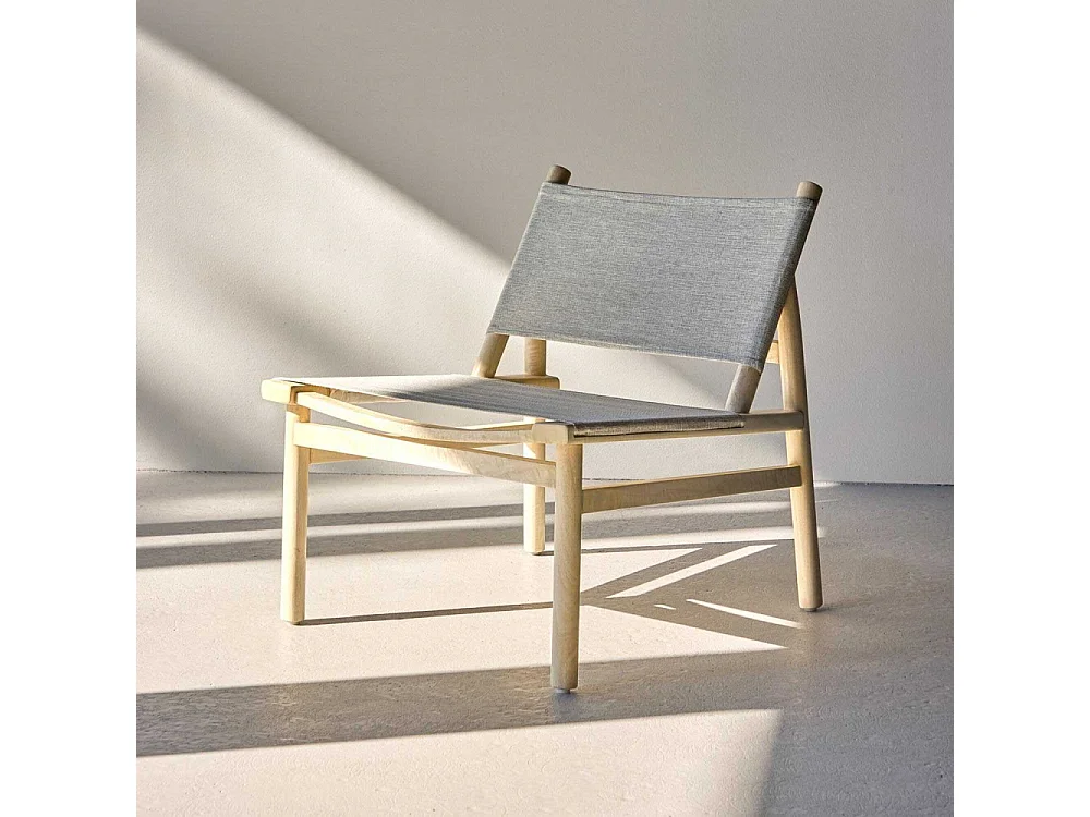 Fauteuil Bas en Bois "Millo" 70cm Naturel