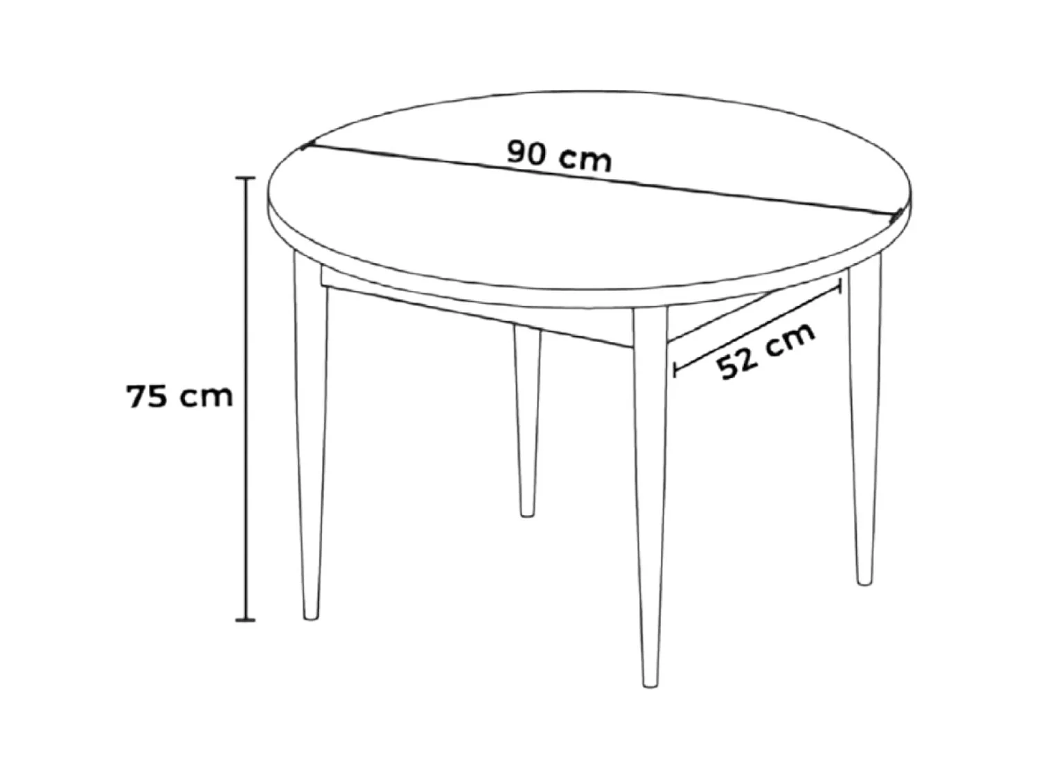 Table à manger ronde effet bois foncé  Ø90 cm LUNOR