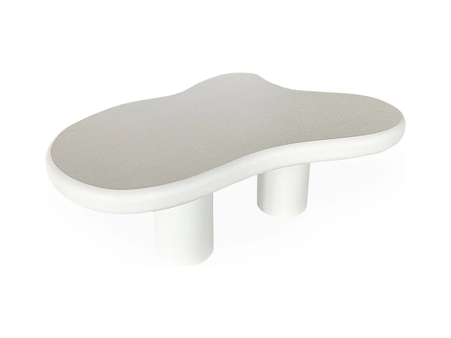 Table basse forme courbes naturelles Valdo 69x100cm Blanc texturé