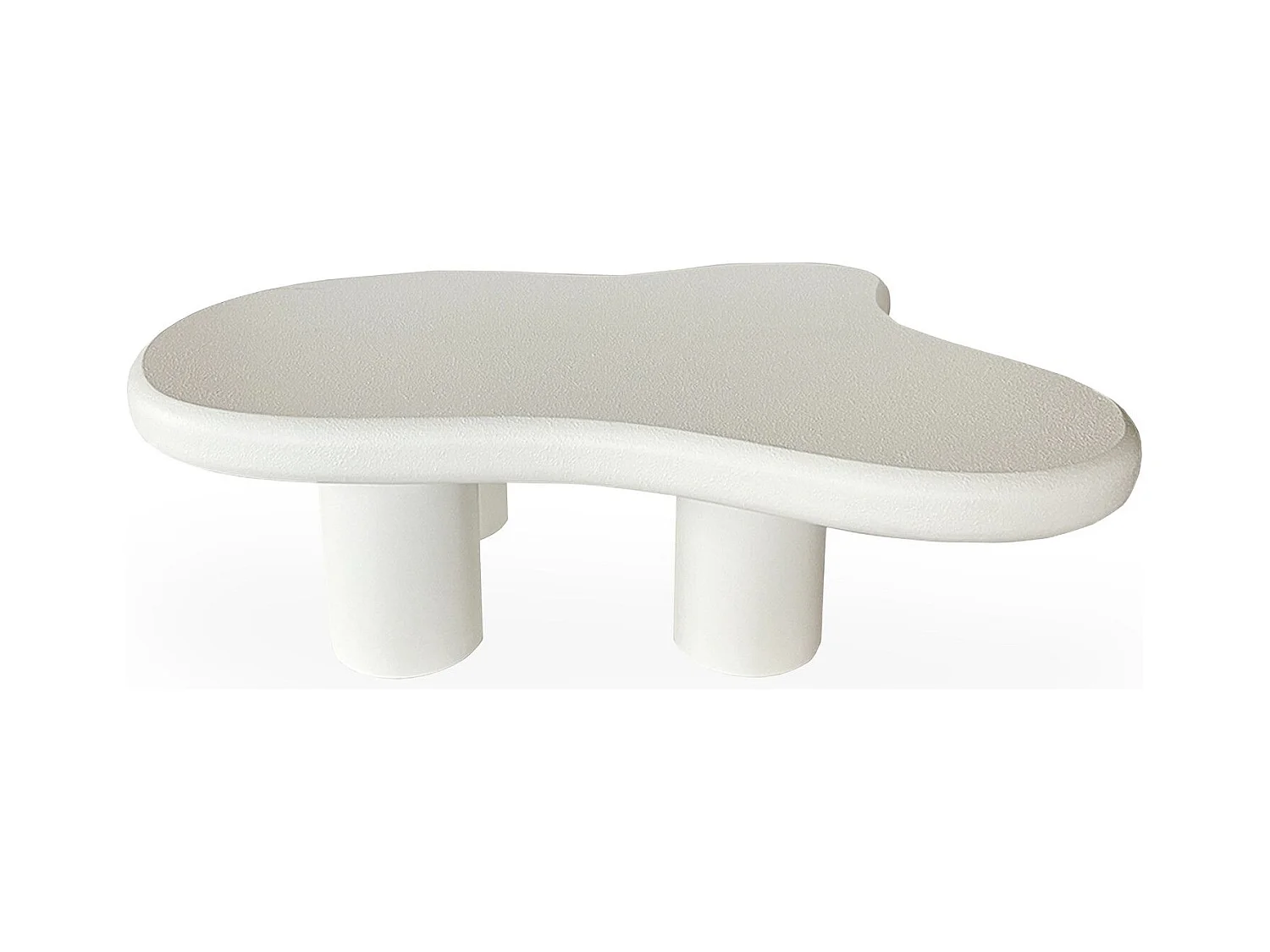 Table basse forme courbes naturelles Valdo 69x100cm Blanc texturé