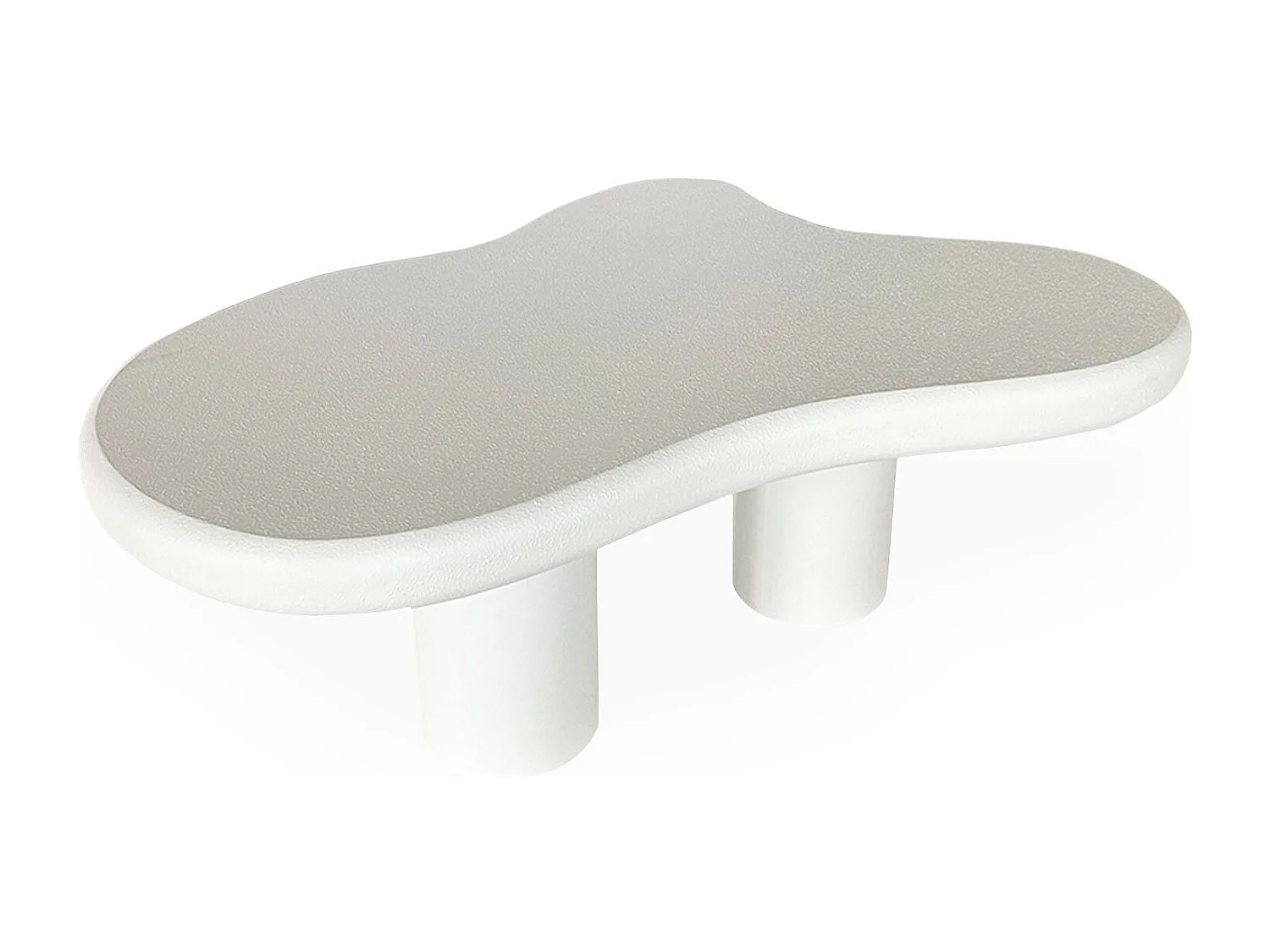 Table basse forme courbes naturelles Valdo 69x100cm Blanc texturé