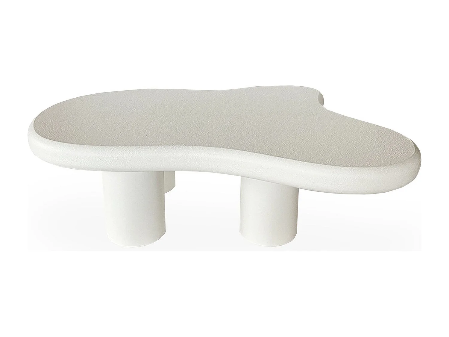 Table basse forme courbes naturelles Valdo 69x100cm Blanc texturé