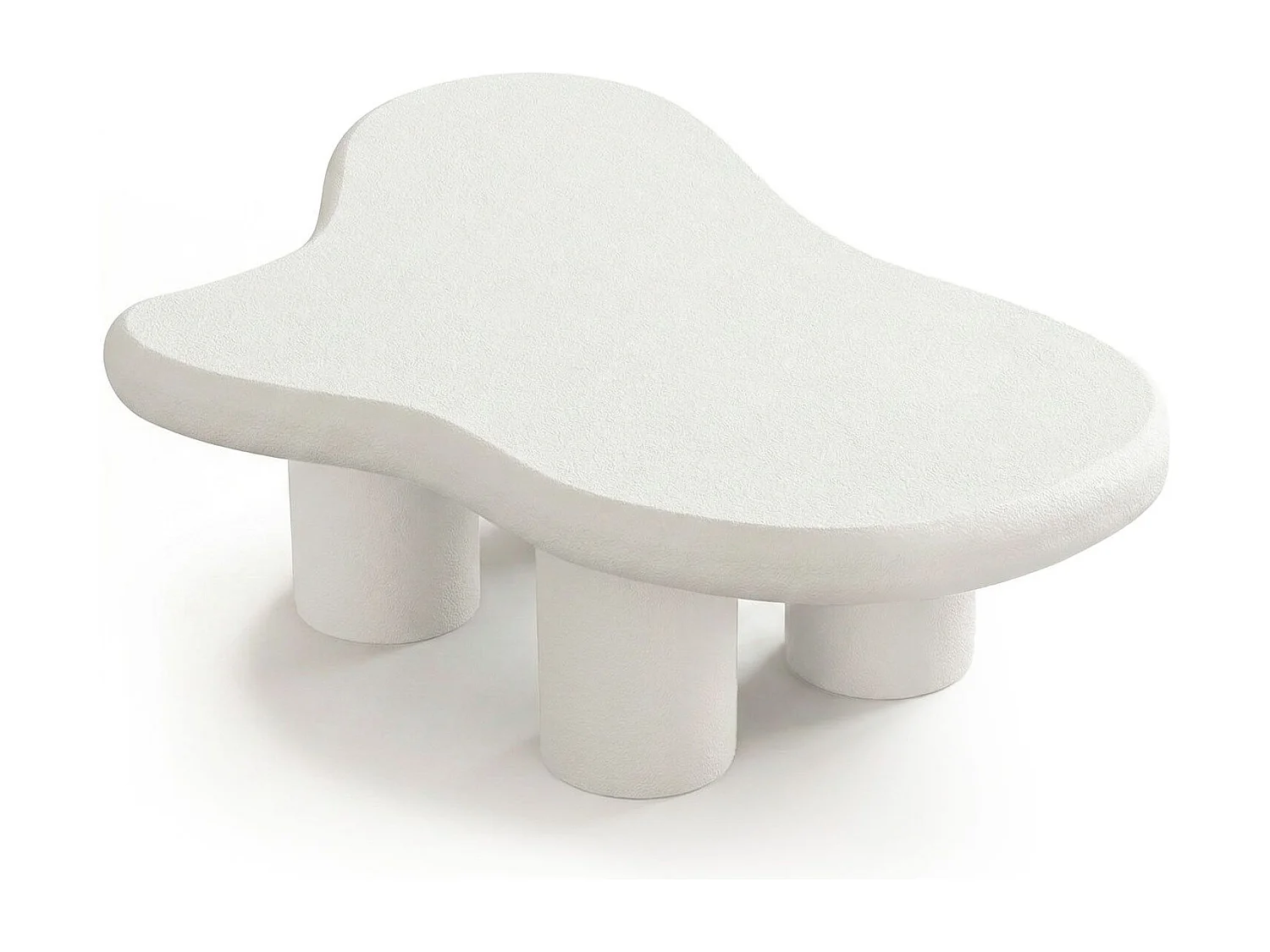 Table basse forme courbes naturelles Valdo 69x100cm Blanc texturé