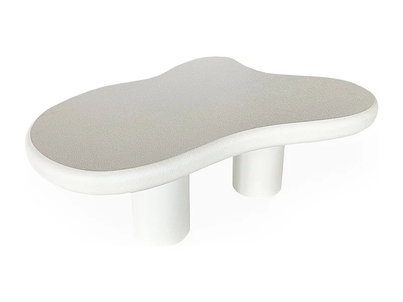 Table basse forme courbes naturelles Valdo 69x100cm Blanc texturé