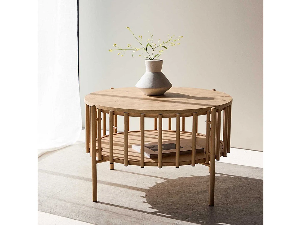 Table Basse Design "Rubbo" 80cm Naturel