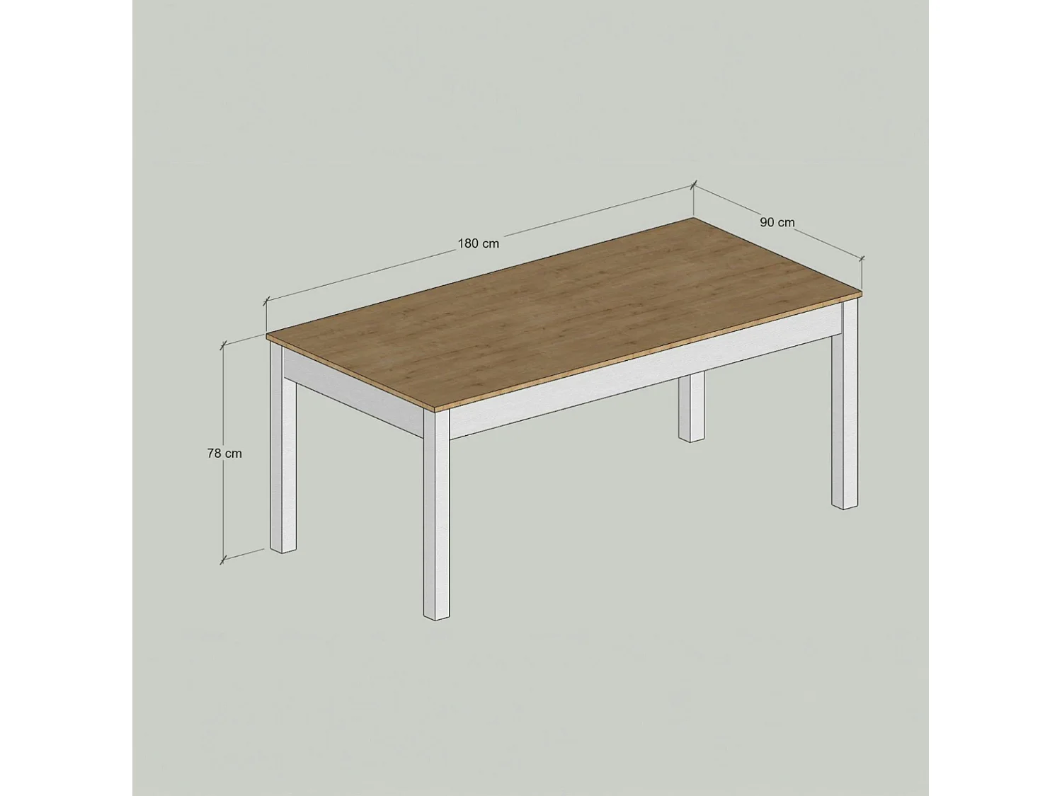 Table à manger blanche, plateau effet bois clair 180 cm CALMA
